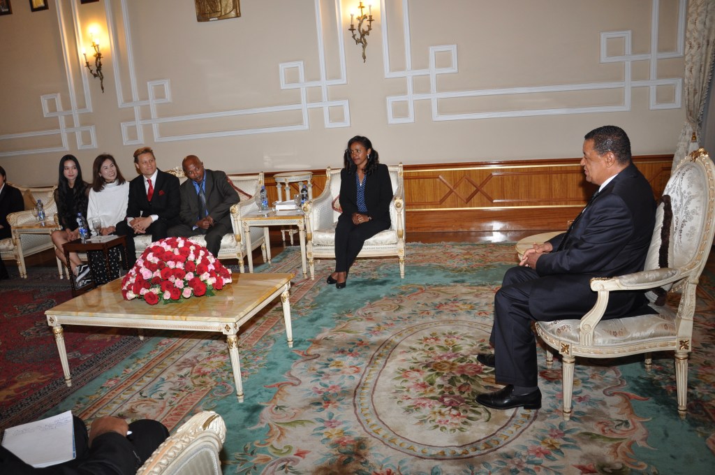Picture two of WOSL and some of the students meeting the president of Ethiopia at his residency